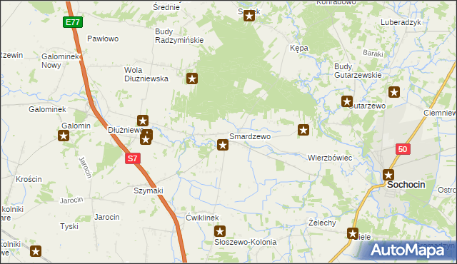 mapa Smardzewo gmina Sochocin, Smardzewo gmina Sochocin na mapie Targeo