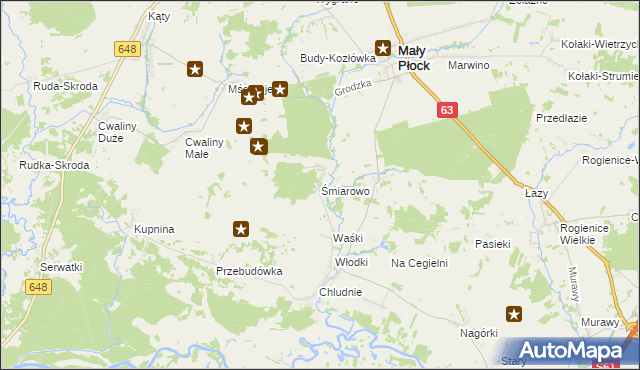 mapa Śmiarowo, Śmiarowo na mapie Targeo