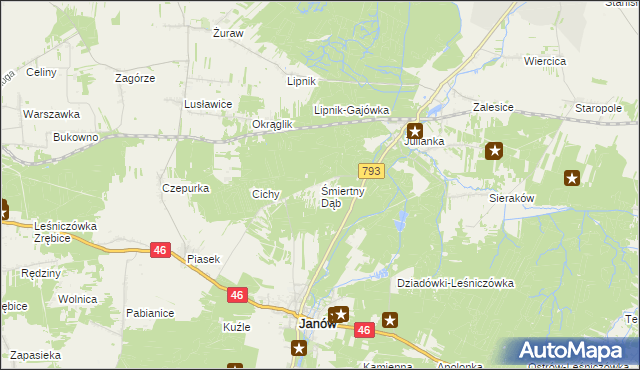 mapa Śmiertny Dąb, Śmiertny Dąb na mapie Targeo