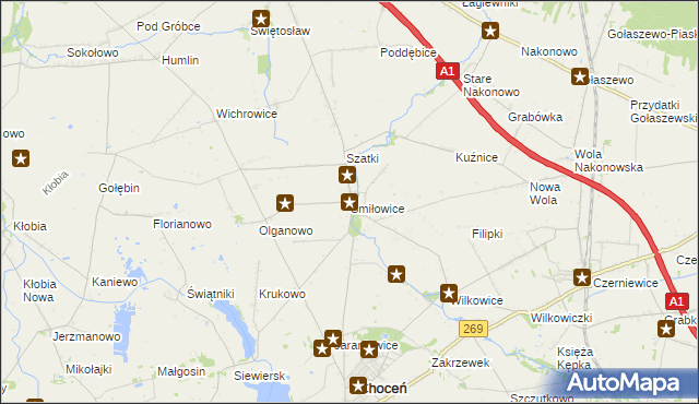 mapa Śmiłowice gmina Choceń, Śmiłowice gmina Choceń na mapie Targeo