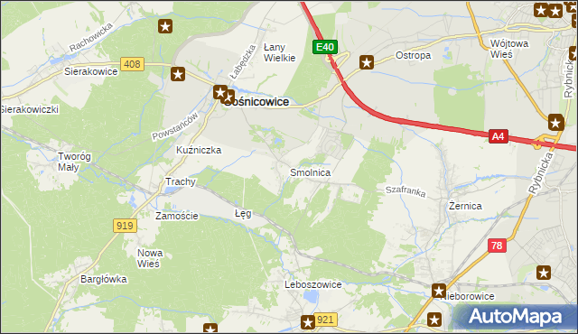 mapa Smolnica gmina Sośnicowice, Smolnica gmina Sośnicowice na mapie Targeo