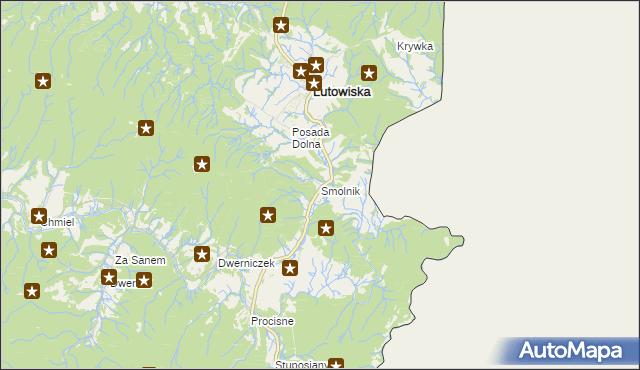 mapa Smolnik gmina Lutowiska, Smolnik gmina Lutowiska na mapie Targeo