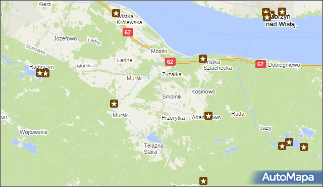 mapa Smólnik gmina Włocławek, Smólnik gmina Włocławek na mapie Targeo