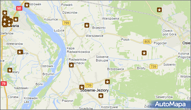 mapa Sobienie Biskupie, Sobienie Biskupie na mapie Targeo