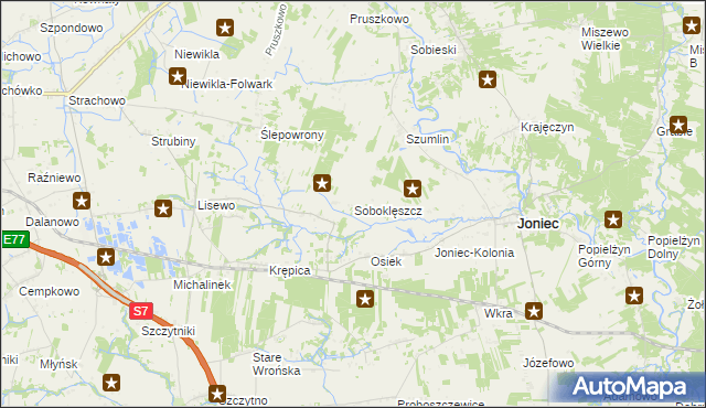 mapa Soboklęszcz gmina Joniec, Soboklęszcz gmina Joniec na mapie Targeo