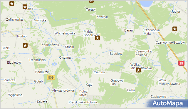 mapa Sobolew-Kolonia, Sobolew-Kolonia na mapie Targeo