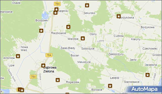 mapa Soborzyce, Soborzyce na mapie Targeo