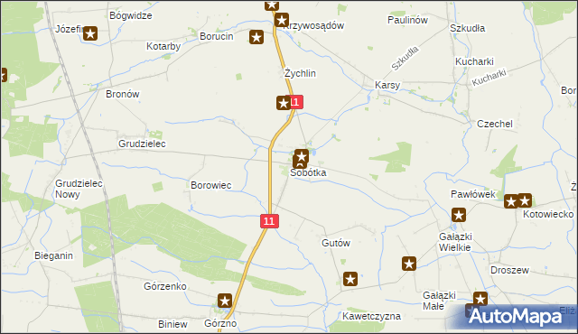 mapa Sobótka gmina Ostrów Wielkopolski, Sobótka gmina Ostrów Wielkopolski na mapie Targeo