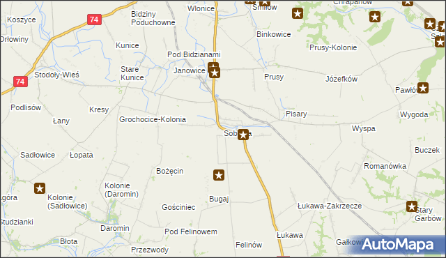 mapa Sobótka gmina Ożarów, Sobótka gmina Ożarów na mapie Targeo