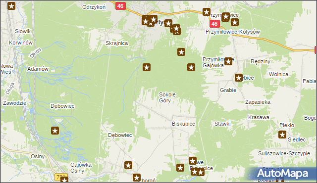 mapa Sokole Góry, Sokole Góry na mapie Targeo