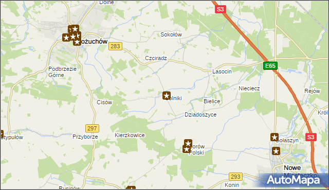 mapa Solniki gmina Kożuchów, Solniki gmina Kożuchów na mapie Targeo
