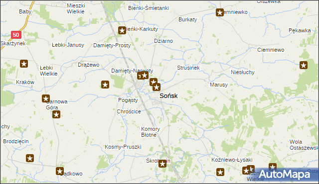 mapa Sońsk, Sońsk na mapie Targeo