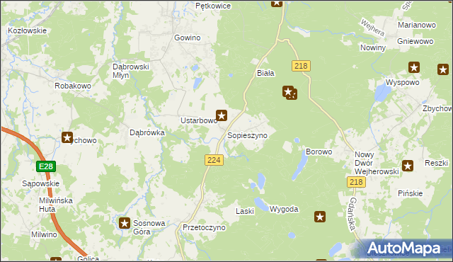 mapa Sopieszyno, Sopieszyno na mapie Targeo