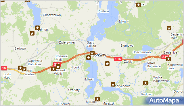 mapa Sorkwity, Sorkwity na mapie Targeo