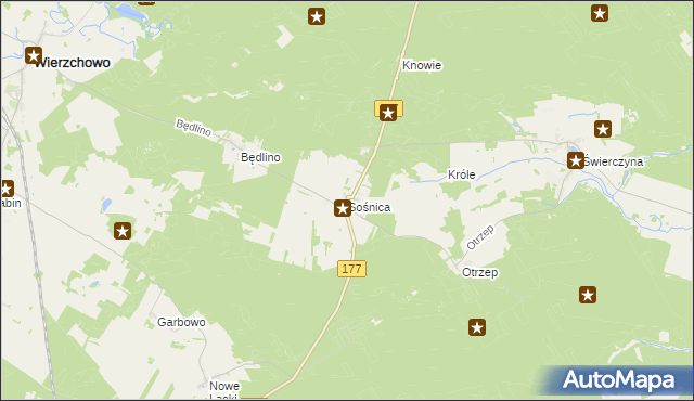 mapa Sośnica gmina Wierzchowo, Sośnica gmina Wierzchowo na mapie Targeo