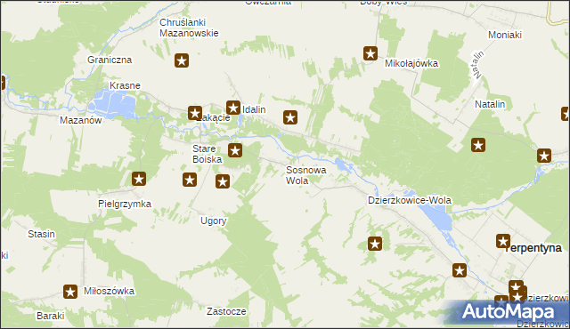 mapa Sosnowa Wola gmina Dzierzkowice, Sosnowa Wola gmina Dzierzkowice na mapie Targeo