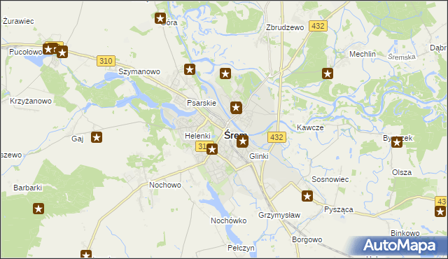 mapa Śrem, Śrem na mapie Targeo