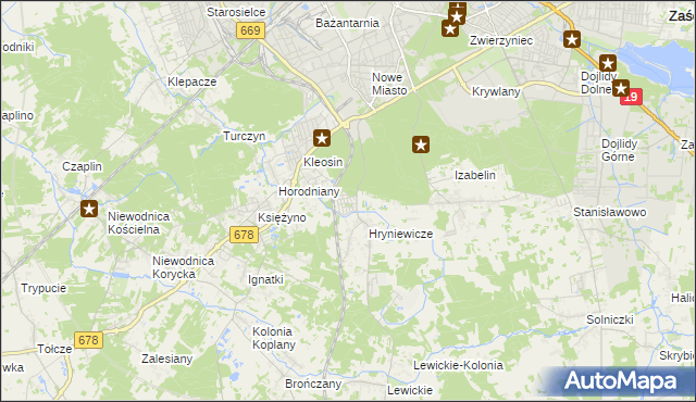 mapa Śródlesie gmina Juchnowiec Kościelny, Śródlesie gmina Juchnowiec Kościelny na mapie Targeo
