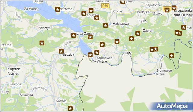 mapa Sromowce Wyżne, Sromowce Wyżne na mapie Targeo