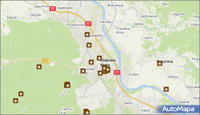 mapa Stalowa Wola, Stalowa Wola na mapie Targeo