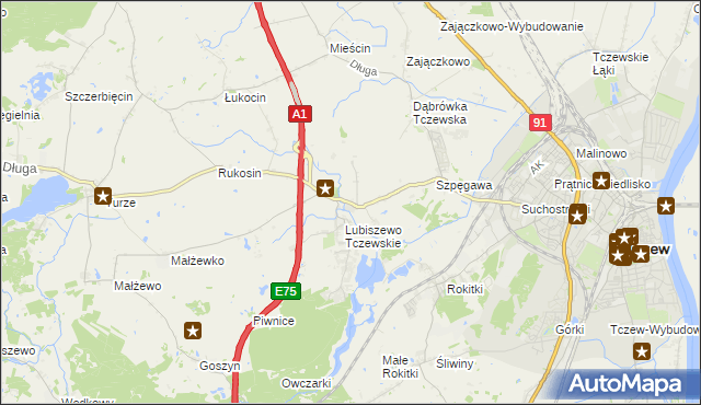 mapa Stanisławie gmina Tczew, Stanisławie gmina Tczew na mapie Targeo