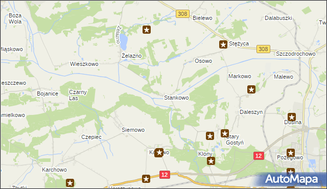 mapa Stankowo gmina Gostyń, Stankowo gmina Gostyń na mapie Targeo