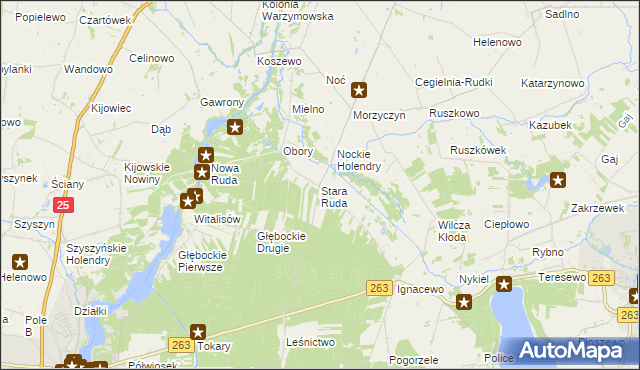 mapa Stara Ruda gmina Wierzbinek, Stara Ruda gmina Wierzbinek na mapie Targeo