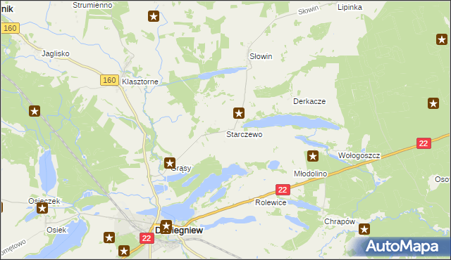 mapa Starczewo gmina Dobiegniew, Starczewo gmina Dobiegniew na mapie Targeo