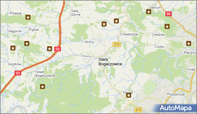 mapa Stare Bogaczowice, Stare Bogaczowice na mapie Targeo