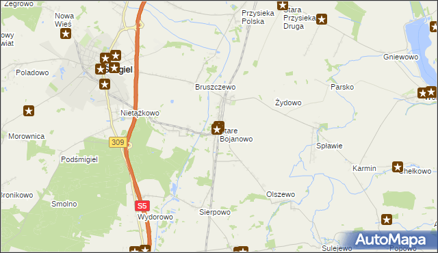 mapa Stare Bojanowo, Stare Bojanowo na mapie Targeo