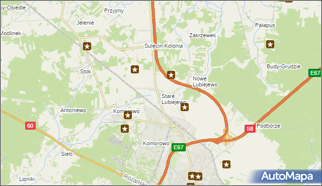 mapa Stare Lubiejewo, Stare Lubiejewo na mapie Targeo