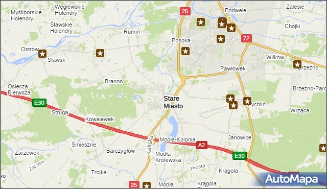 mapa Stare Miasto powiat koniński, Stare Miasto powiat koniński na mapie Targeo