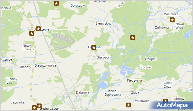 mapa Starościn gmina Świerczów, Starościn gmina Świerczów na mapie Targeo