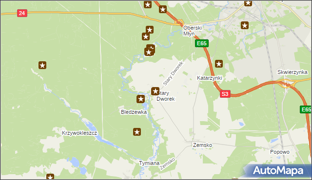mapa Stary Dworek, Stary Dworek na mapie Targeo