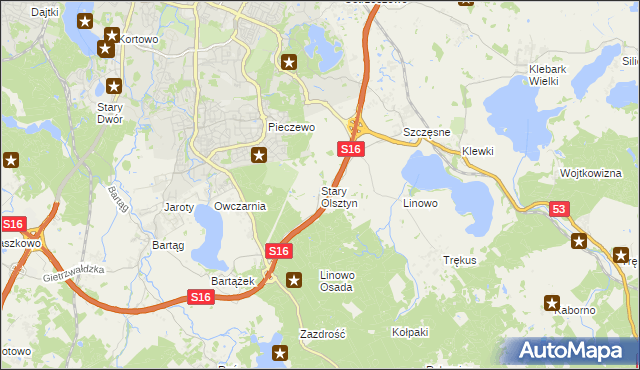 mapa Stary Olsztyn, Stary Olsztyn na mapie Targeo