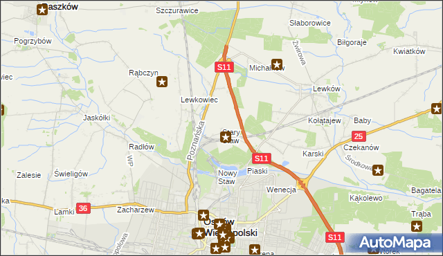 mapa Stary Staw gmina Ostrów Wielkopolski, Stary Staw gmina Ostrów Wielkopolski na mapie Targeo