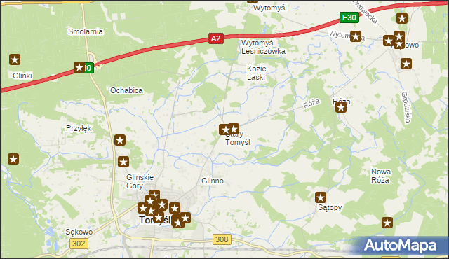 mapa Stary Tomyśl, Stary Tomyśl na mapie Targeo