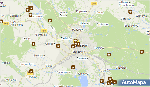 mapa Staszów, Staszów na mapie Targeo