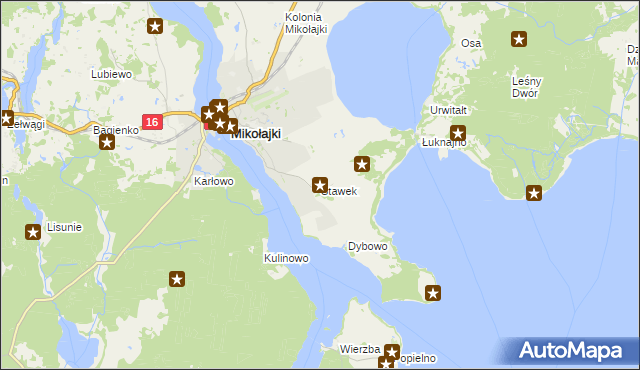 mapa Stawek gmina Mikołajki, Stawek gmina Mikołajki na mapie Targeo