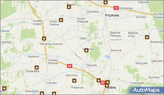 mapa Stefanów gmina Dobra, Stefanów gmina Dobra na mapie Targeo