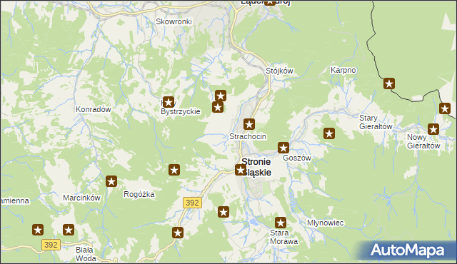 mapa Strachocin gmina Stronie Śląskie, Strachocin gmina Stronie Śląskie na mapie Targeo