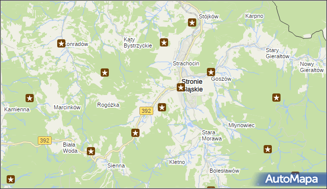 mapa Stronie Śląskie powiat kłodzki, Stronie Śląskie powiat kłodzki na mapie Targeo