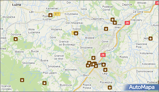 mapa Stróżówka, Stróżówka na mapie Targeo