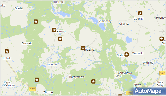 mapa Strużyna gmina Morąg, Strużyna gmina Morąg na mapie Targeo