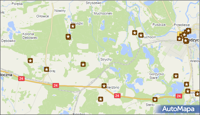 mapa Strychy, Strychy na mapie Targeo