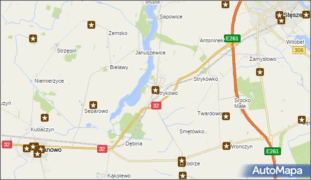 mapa Strykowo, Strykowo na mapie Targeo