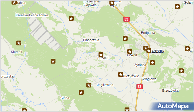 mapa Strzałki gmina Kadzidło, Strzałki gmina Kadzidło na mapie Targeo