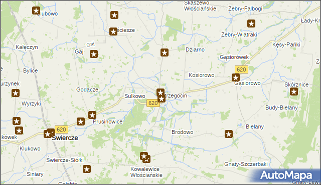mapa Strzegocin gmina Świercze, Strzegocin gmina Świercze na mapie Targeo