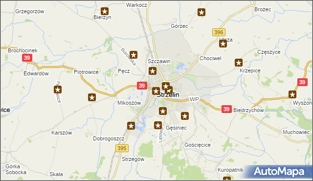 mapa Strzelin, Strzelin na mapie Targeo