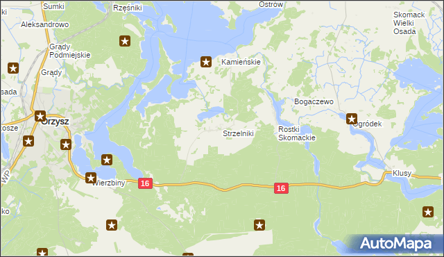mapa Strzelniki gmina Orzysz, Strzelniki gmina Orzysz na mapie Targeo